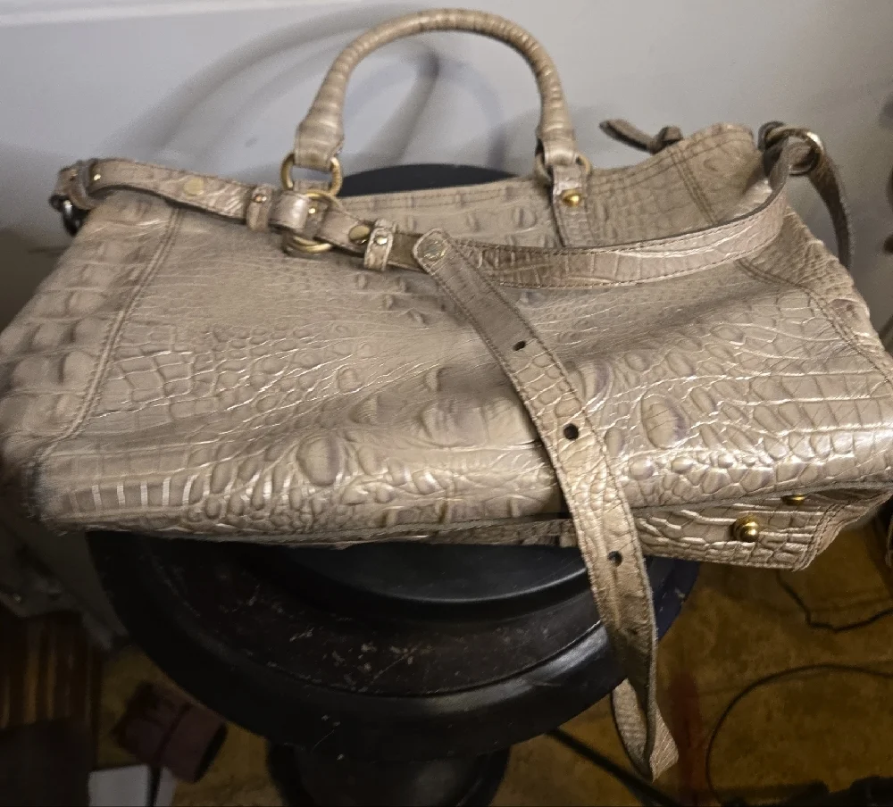Authentic Brahmin Mini Arno Melbourne Beige Leather Satchel Handbag Shoulder Bag - Picture 3 of 11
